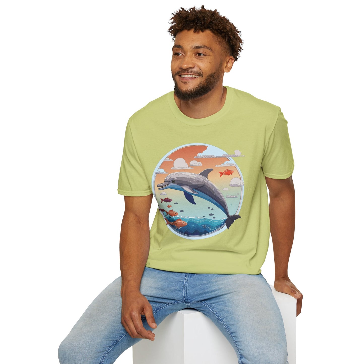 Dolphin Shirt Unisex Gildan Softstyle Cotton Tee For Men Women Dolphin Fish Animal Shirt