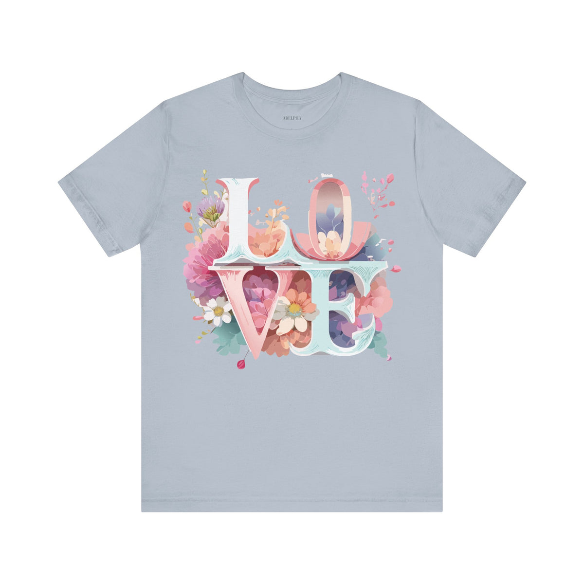 Valentine's Day Graphic Unisex Cotton Bella+Canvas Tee with Floral Art Design d107
