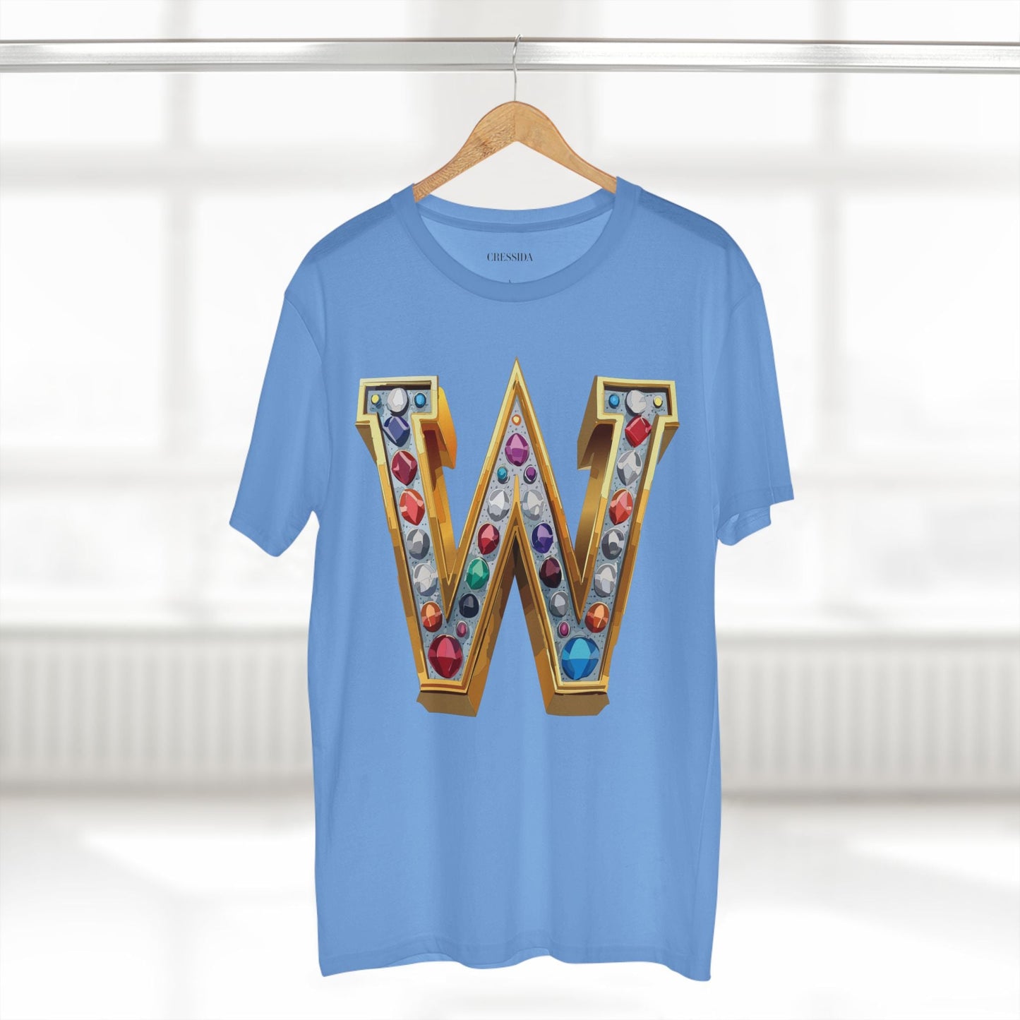 Letter W Graphic Design Tee Unisex 100 Cotton With Antique Gold Letters Artwork T-Shirt