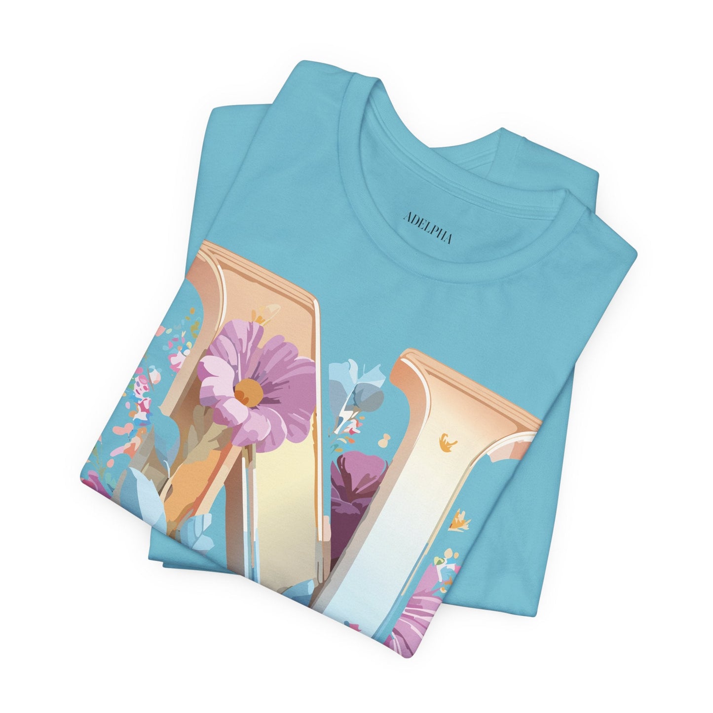 Letter N Shirt Graphic Tee Unisex Jersey Short Sleeve Vintage Style Adelpha Art Design