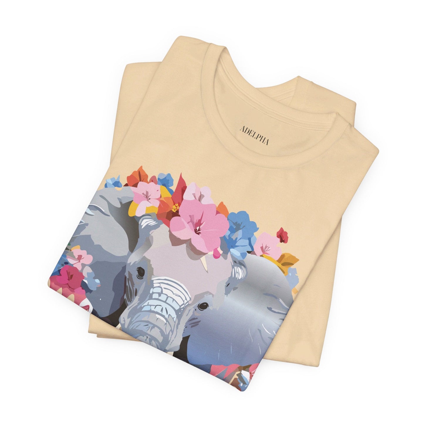 Elephant Graphic Tee Unisex Short Sleeve Jersey With Vintage Inspired Adelpha Artwork