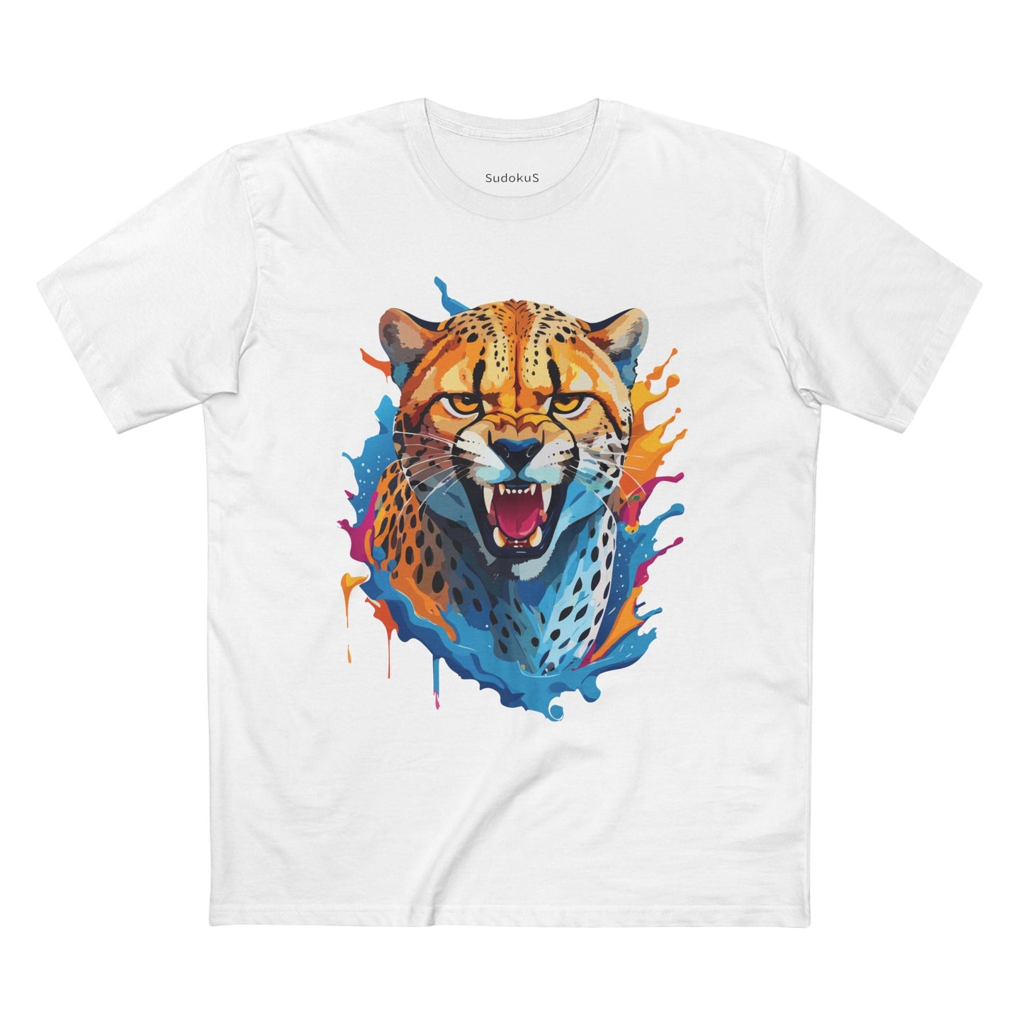 Cheetah Graphic Unisex 100 Cotton Staple Tee with Animal Design Artwork 24