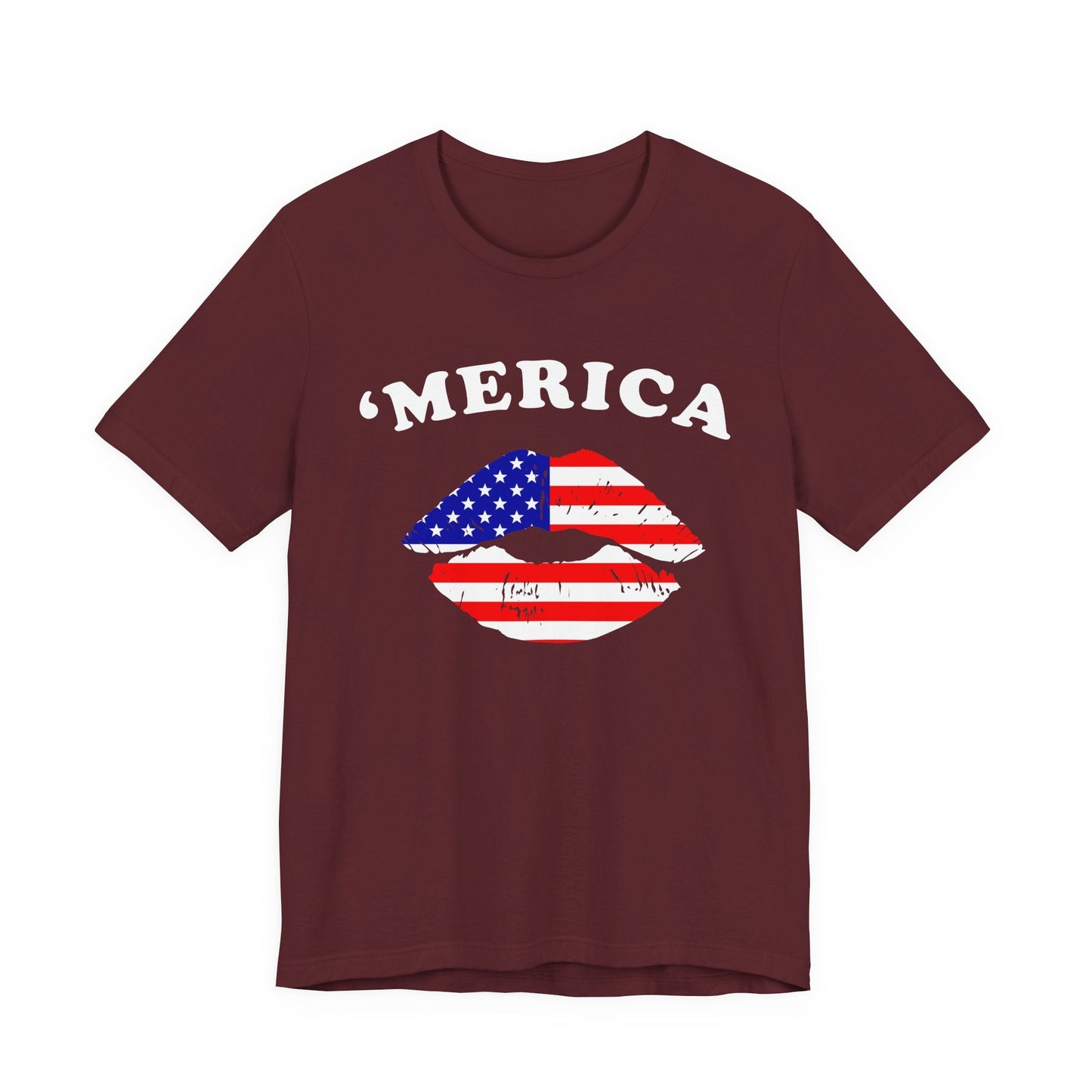 American Flag Lip Graphic Unisex Cotton T-Shirt a9