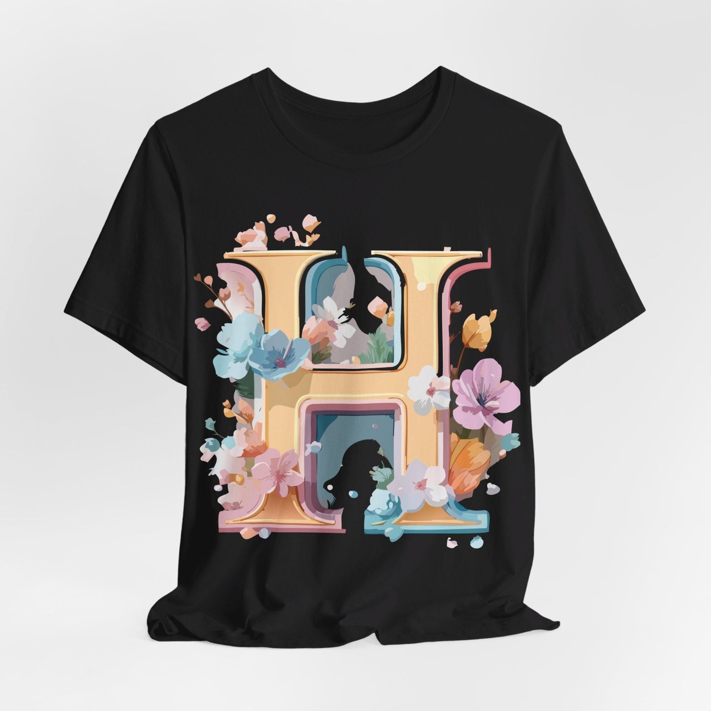 Letter H Graphic Tee Unisex Short Sleeve Shirt By Adelpha Featuring Vintage Inspired Artwork