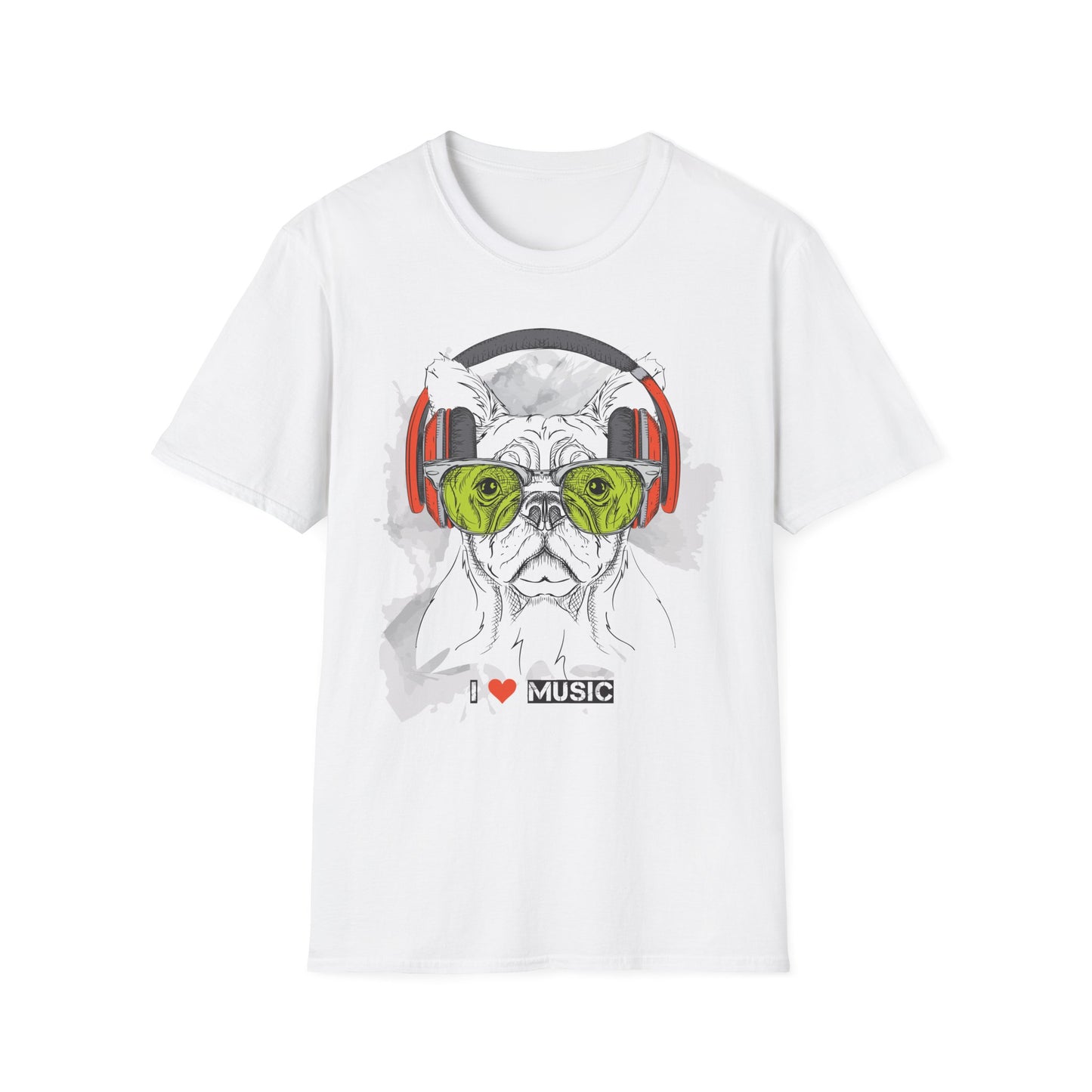 Music Lover French Bulldog T-Shirt Unisex Cotton Short Sleeves I Music Graphic Tee