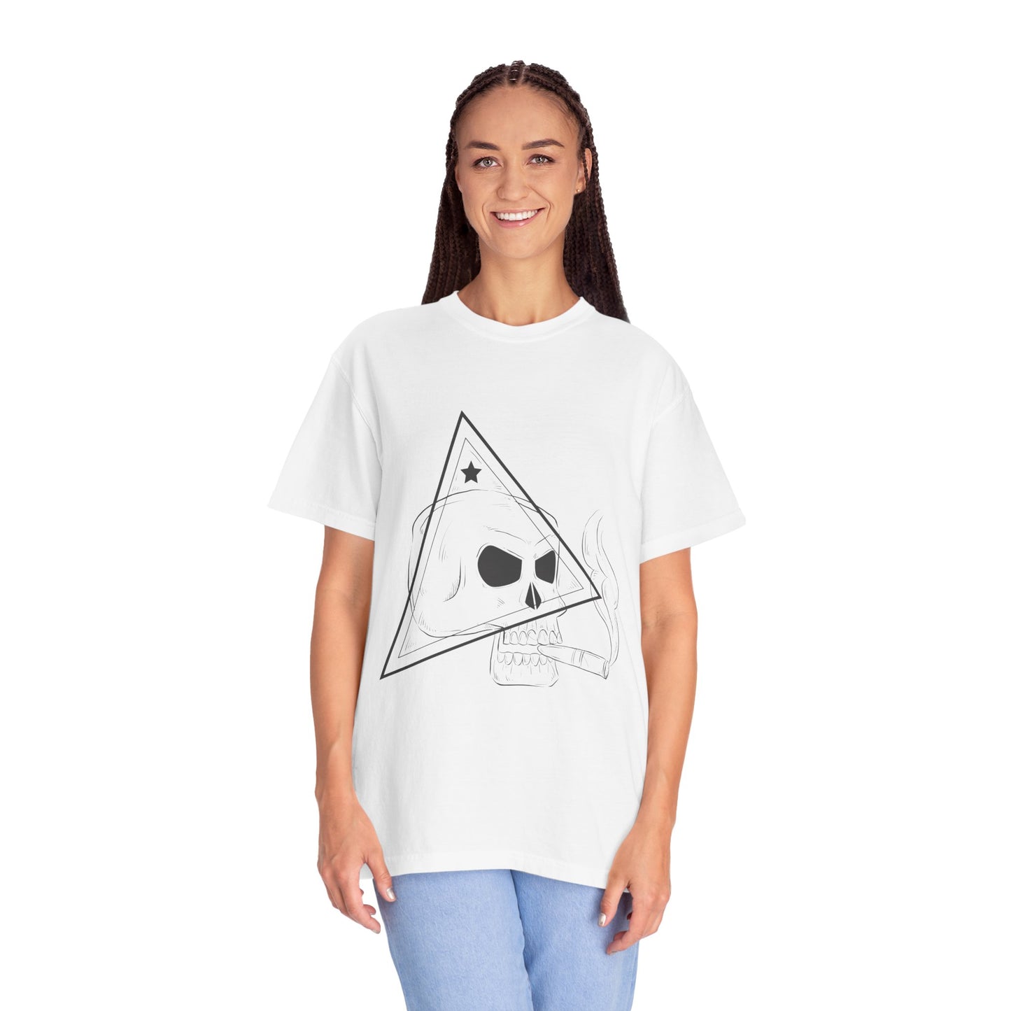 Unisex Cotton Short Sleeve T-Shirt with Skull Graphic Design