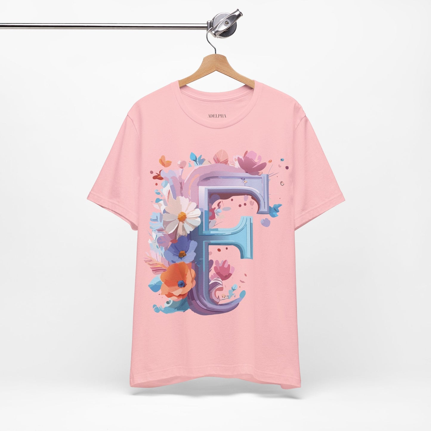Letter F Graphic Tee Unisex Vintage Style Shirt Featuring Adelpha Artwork Premium Short Sleeve