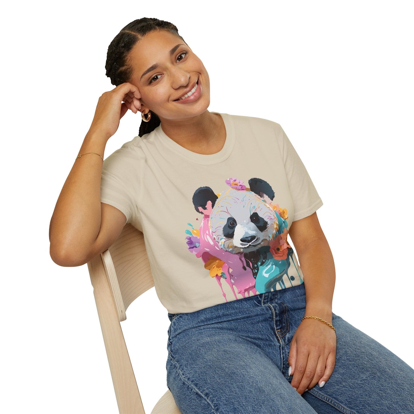 Gildan Softstyle Panda Shirt Unisex T Shirt With Panda Animal Design 100 Percent Cotton Tee