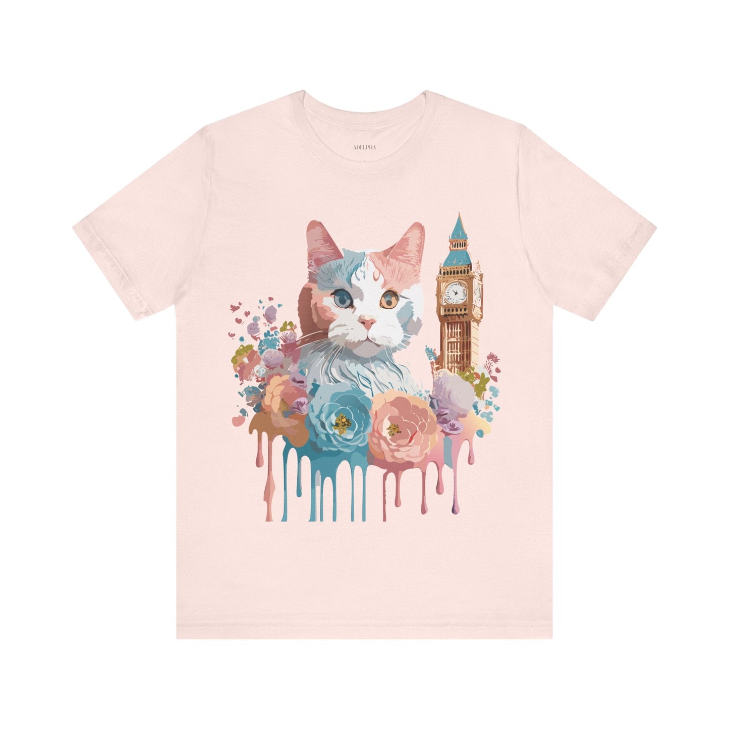 Unisex Cat Graphic Tee With Short Sleeve Vintage Inspired Art Adelpha