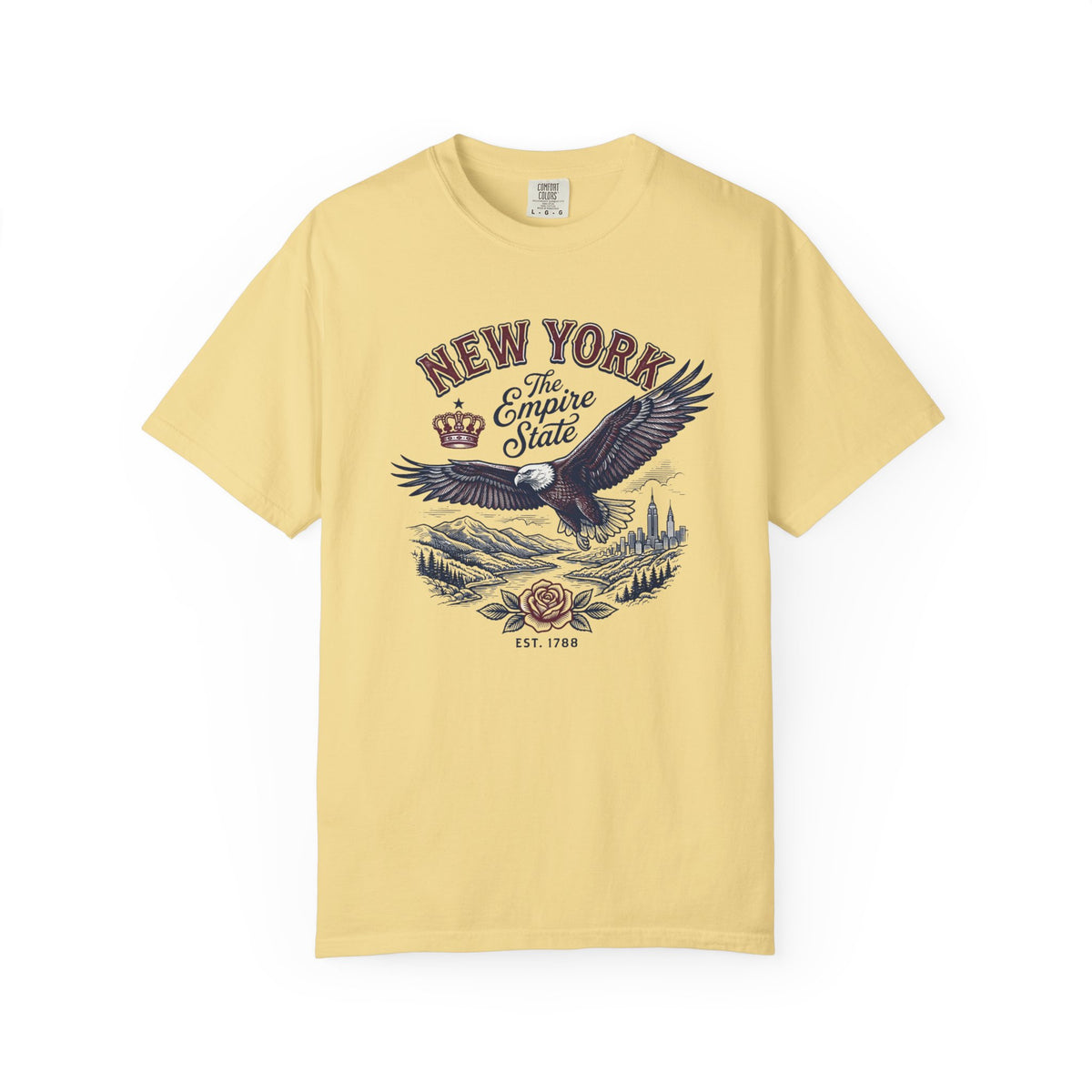 New York Empire State Eagle Vintage Travel Tourist Graphic Gift Tee Unisex 100 Cotton Comfort Colors T-Shirt