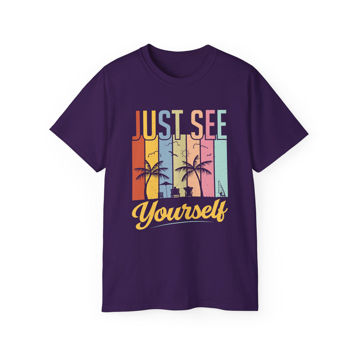 Just See Yourself T-Shirt | Retro Sunset Palm Trees Tee