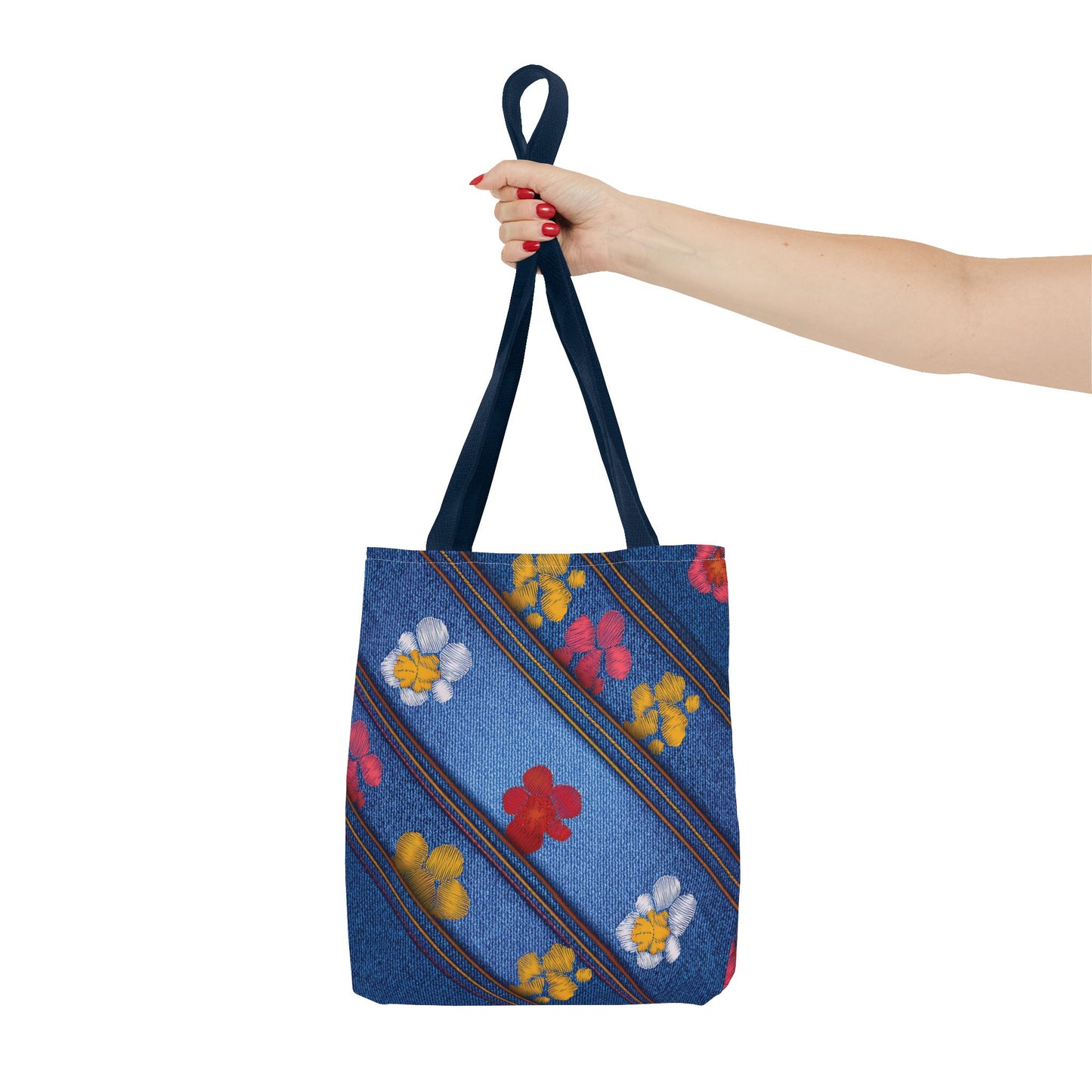 Denim Fabric Imitation Print Unisex Canvas Bag Poly Spun 3 Sizes Tote Bag 135