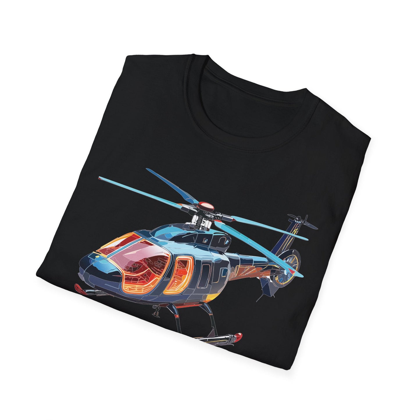 Unisex Helicopter Chopper Shirt Graphic Tee Softstyle 64000 100 Percent Ring Spun Cotton