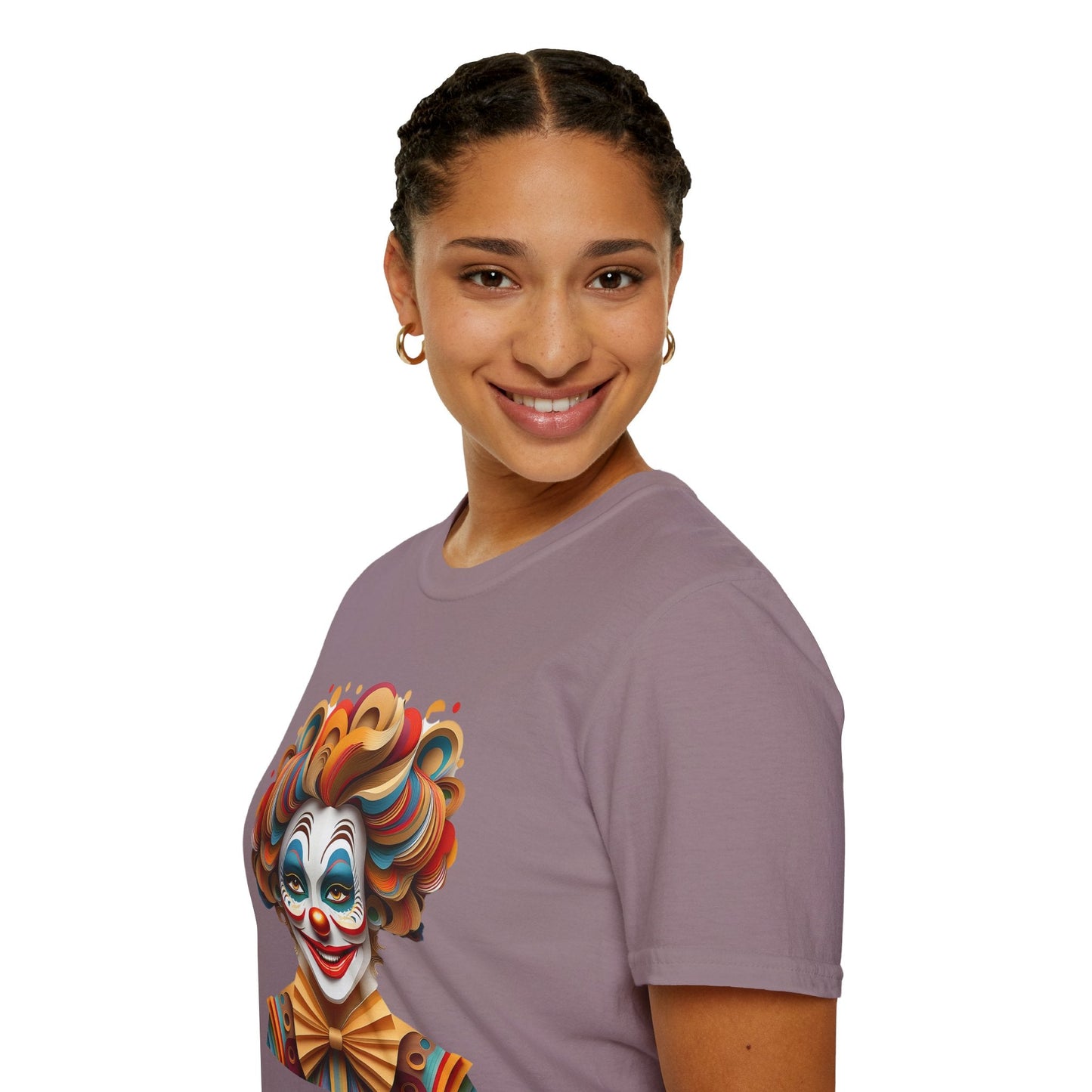 Unisex Clown Shirt Funny Man Circus Tee Short Sleeve Gildan Softstyle 64000 Cotton