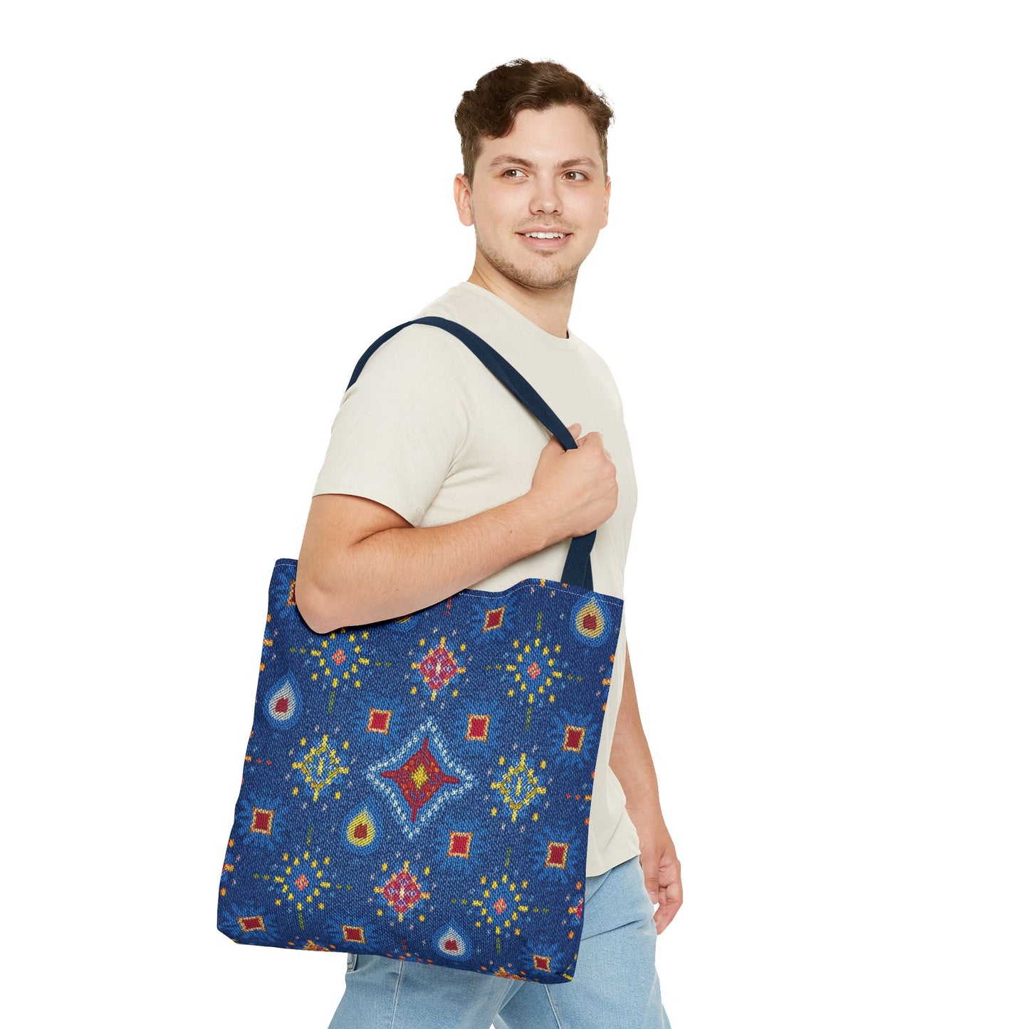 Diwali Graphic Denim Fabric Imitation Print Unisex Canvas Bag Poly Spun 3 Sizes Tote Bag 205-15