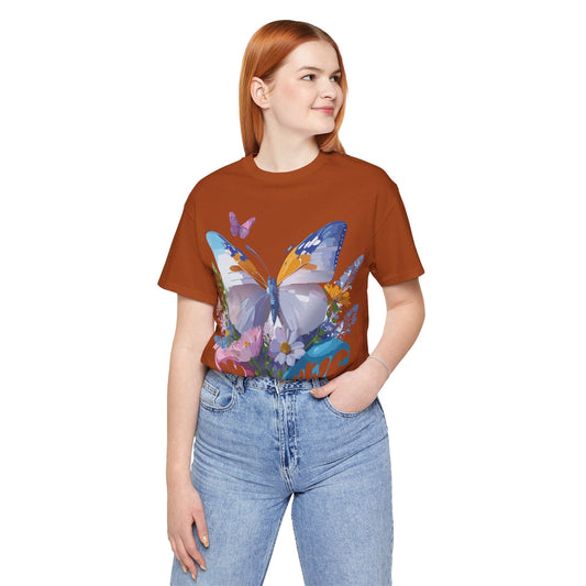 Butterfly Graphic Unisex 100 Cotton Lightweight Vintage Floral Design Jersey Tee 78