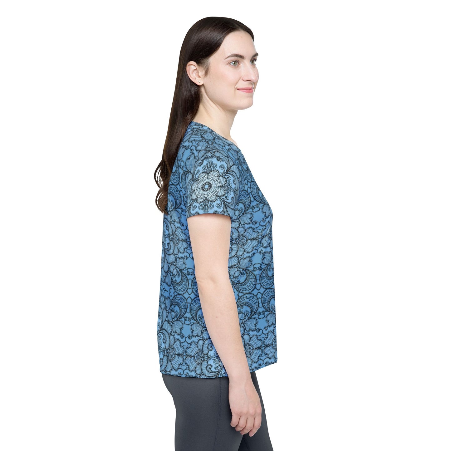 Lace Print Poly Shirt, Poly Shirt with Lace Print, Lace Shirt 30