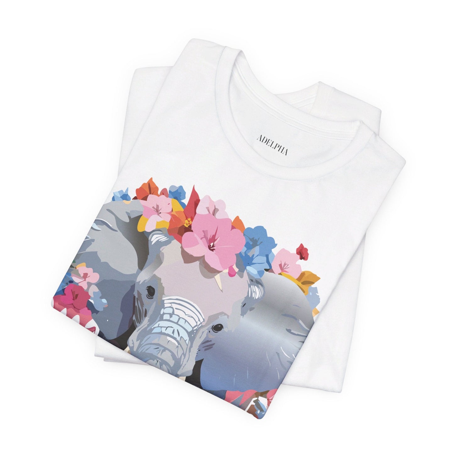 Elephant Graphic Tee Unisex Short Sleeve Jersey With Vintage Inspired Adelpha Artwork