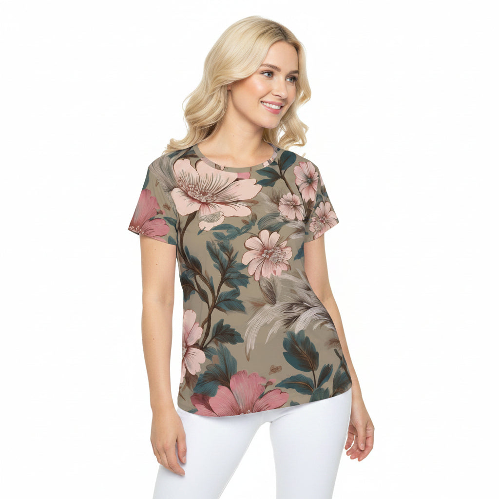 Women Poly Shirt with Floral Print F339