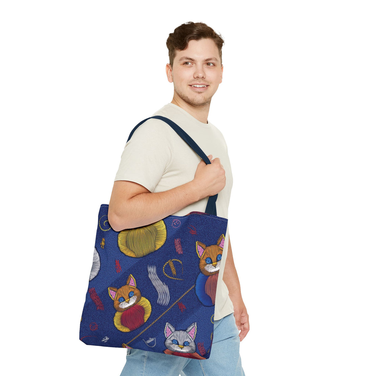 Denim Fabric Imitation Print Unisex Canvas Bag Poly Spun 3 Sizes Tote Bag 190-7