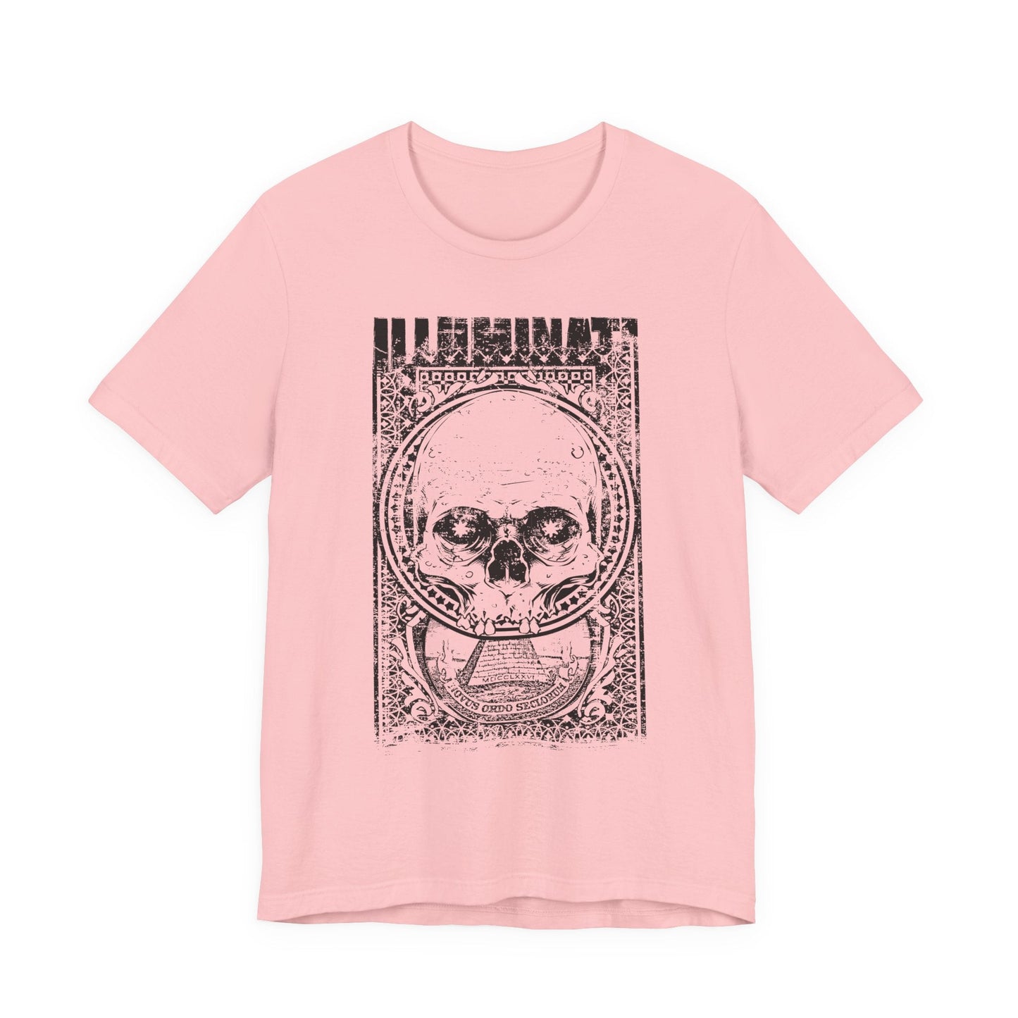 Skull Circle Graphic T-Shirt Vintage Etching Illustration Art Design Tee A-9