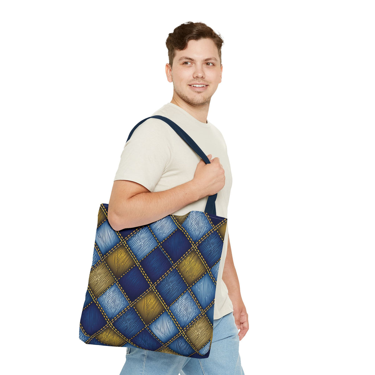Denim Fabric Imitation Print Unisex Canvas Bag Poly Spun 3 Sizes Tote Bag 143