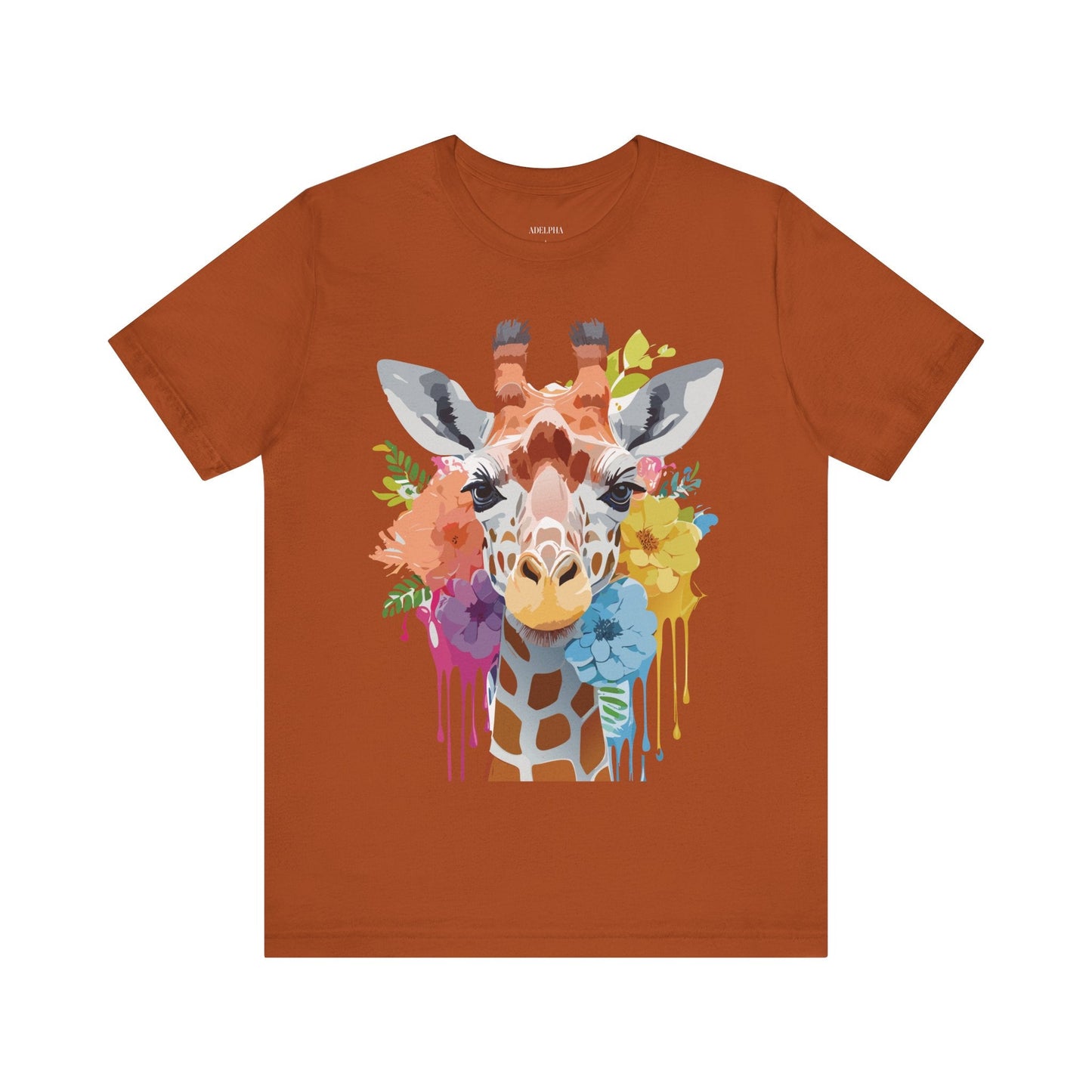 Giraffe Graphic Tee By Adelpha Unisex Vintage Inspired Art Design Short Sleeve Jersey Shirt