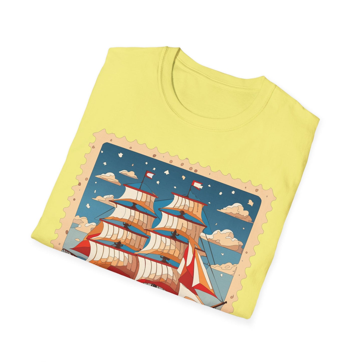 Ship T Shirt Unisex Frigate Vessel Tee Gildan Softstyle 64000 100 Percent Ring Spun Cotton