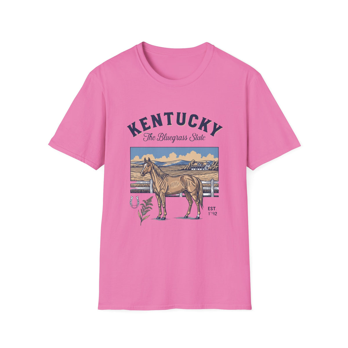 Kentucky Horse Vintage Graphic T-Shirt — The Bluegrass State Travel Tourist Graphic Tee Unisex 100 Cotton Gildan T-Shirt