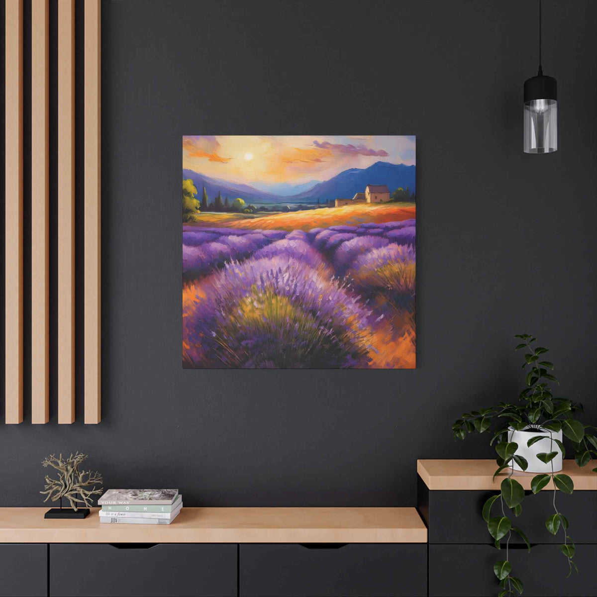 Lavender Landscape Print Canvas, Landscape Oil Paint Print 20x20, 24x24, 30x30, 32x32, 36x36 Art Design Print Non-Frame MC-33