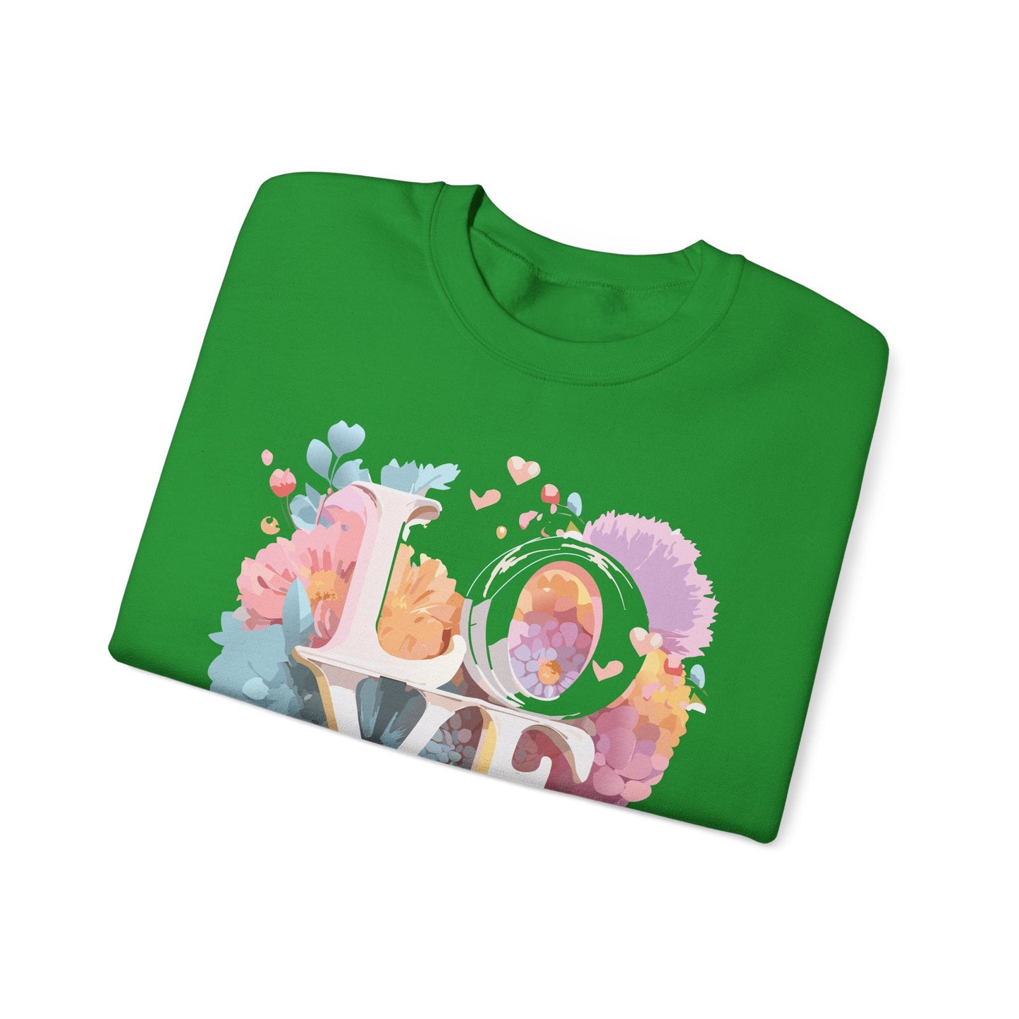 Floral Love Sweatshirt For Valentines Day Unisex Crewneck 50 50 Cotton Polyester Gildan 18000
