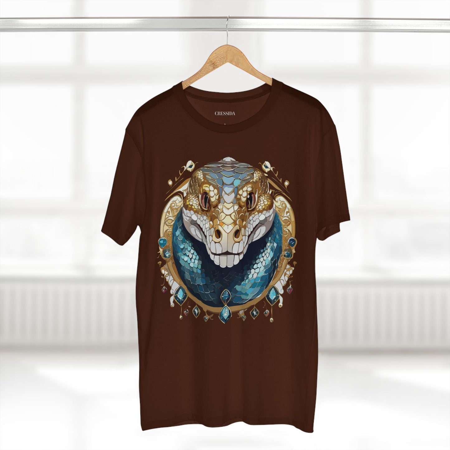 Snake Graphic Unisex 100 Cotton Tee With Unique Animal Golden Medallion Art Design 43