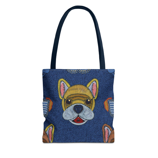 Denim Fabric Imitation Print Unisex Canvas Bag Poly Spun 3 Sizes Tote Bag 191-13