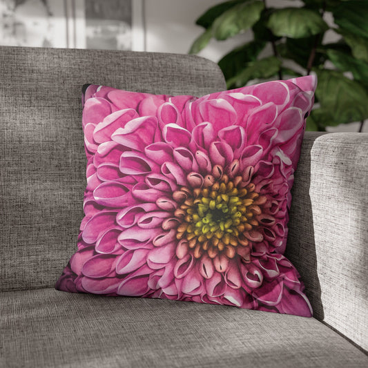 Floral Faux Suede Square Pillowcase