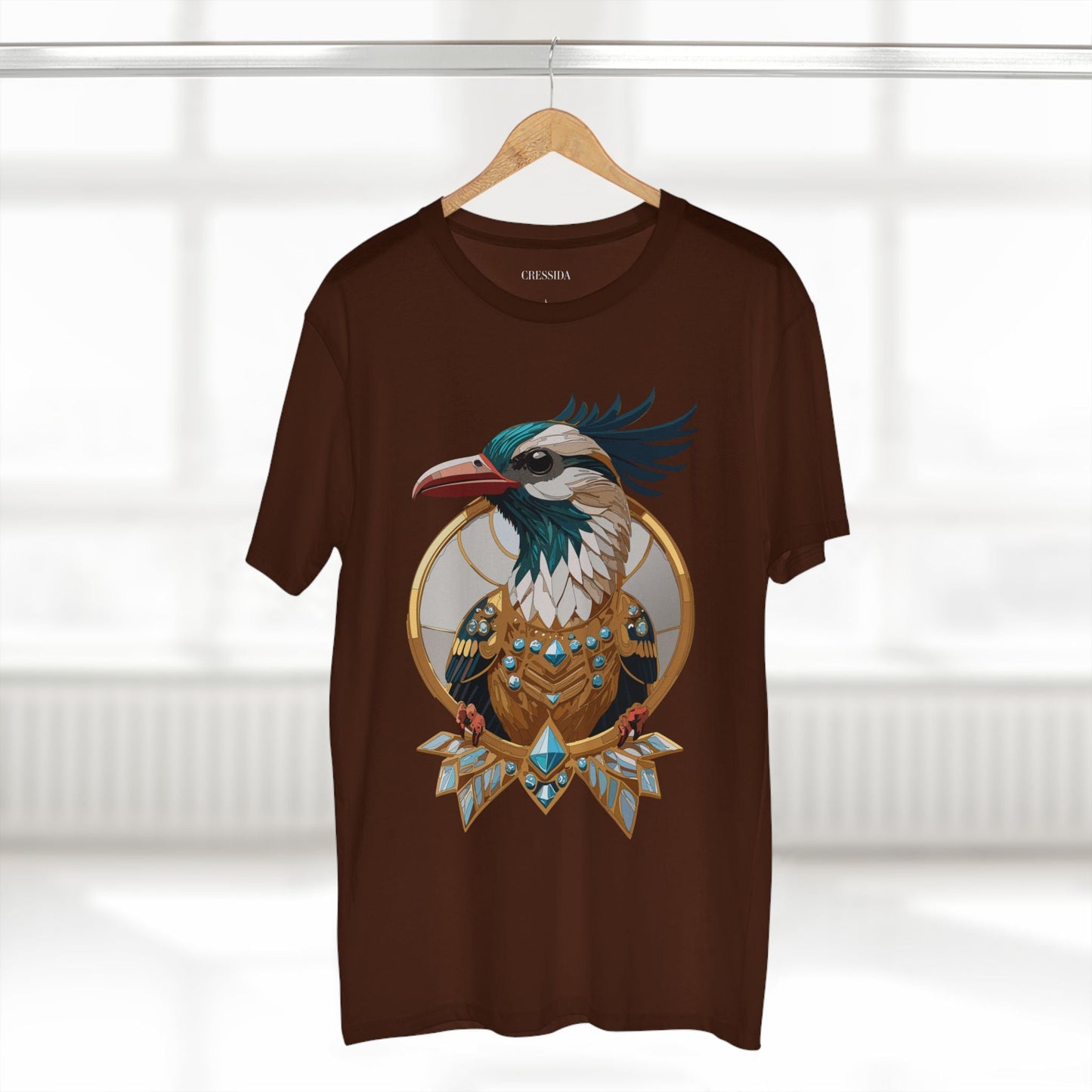 Bird Graphic Unisex 100 Cotton Tee With Unique Animal Golden Medallion Art Design 19