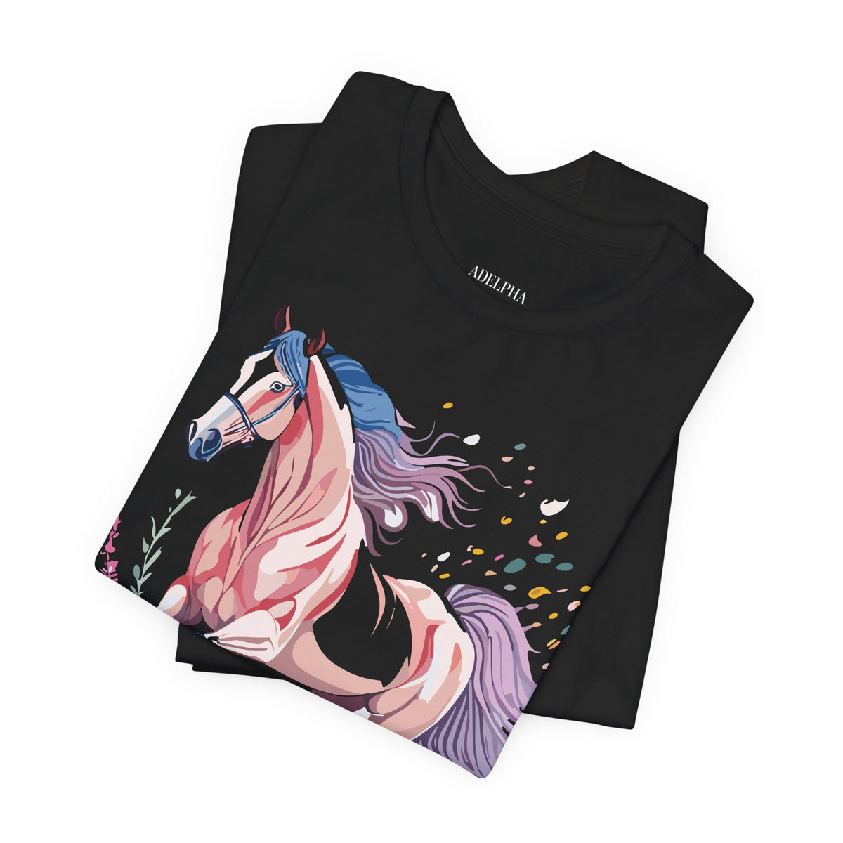 Horse Graphic Unisex Cotton Bella+Canvas Tee with Art Animal Design e27