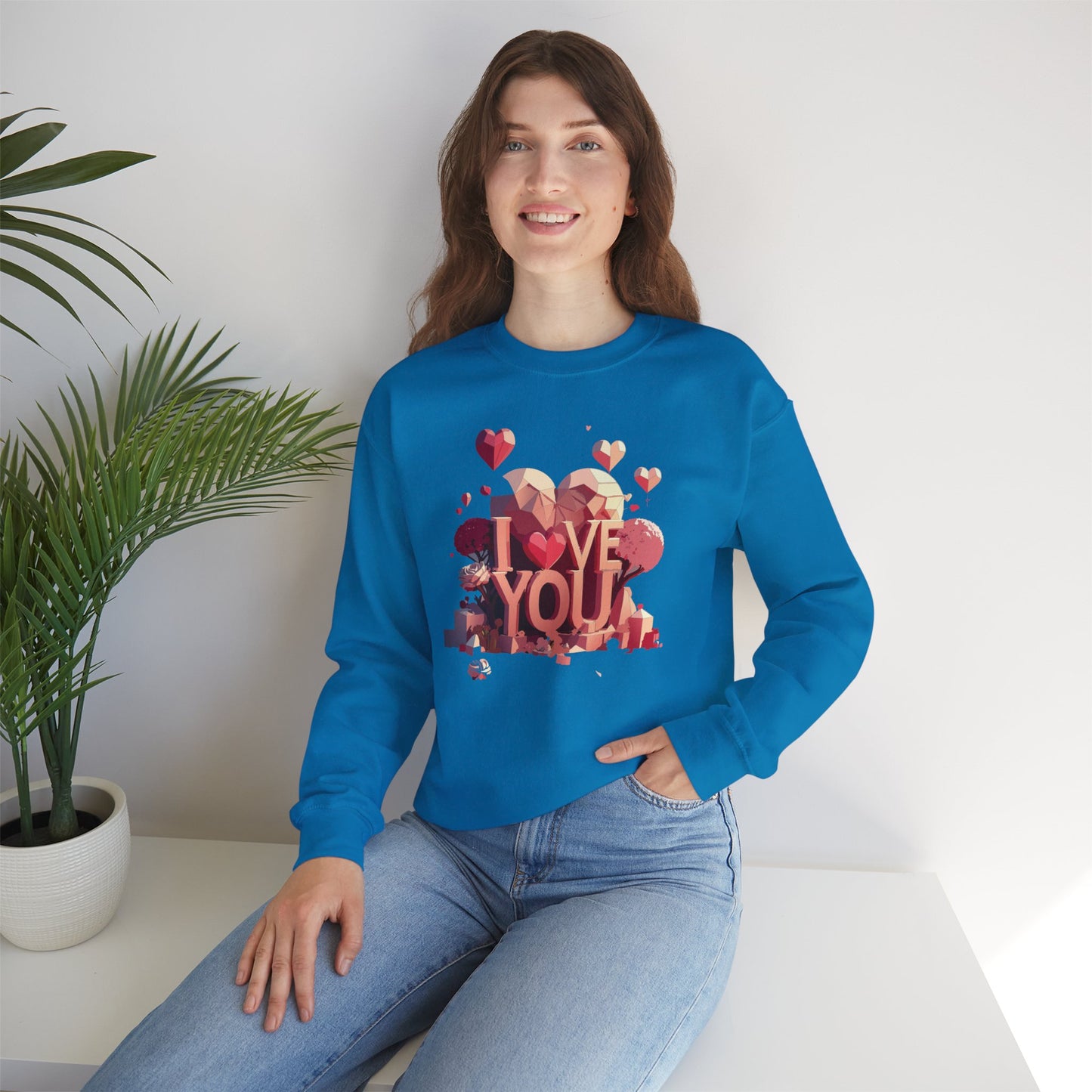 Unisex Big Heart Love Sweatshirt, Love Heart Sweatshirt, Floral Love Sweatshirt, 50/50 Cotton-Poly Valentine's Day Sweatshirt 10