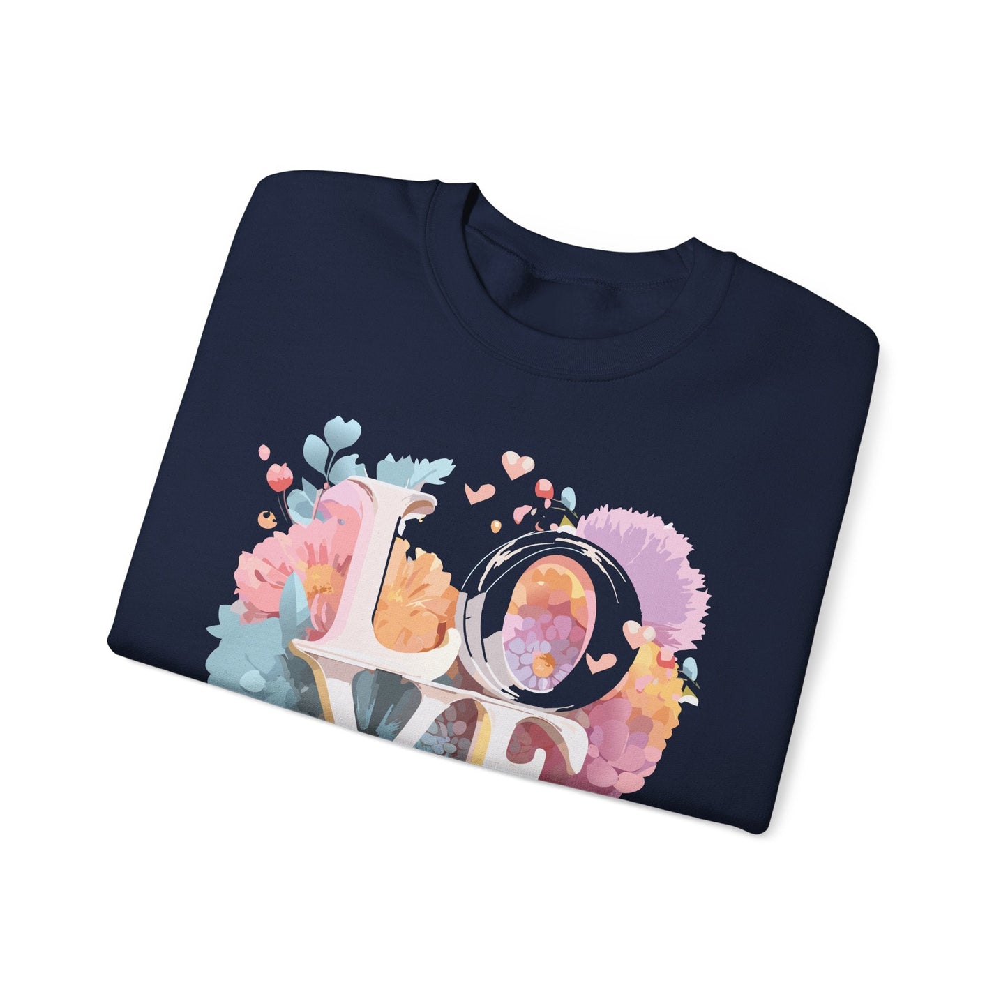 Floral Love Sweatshirt For Valentines Day Unisex Crewneck 50 50 Cotton Polyester Gildan 18000