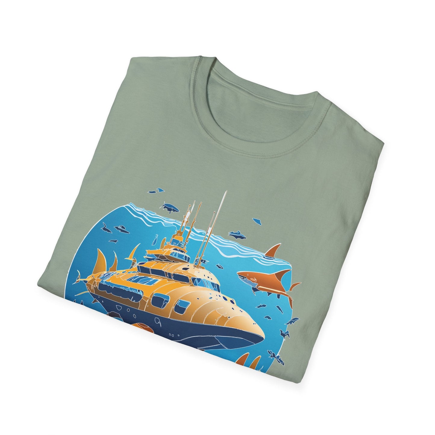 Ocean T Shirt Unisex Gildan Softstyle 64000 100 Percent Cotton Ring Spun U Boat Design Graphic
