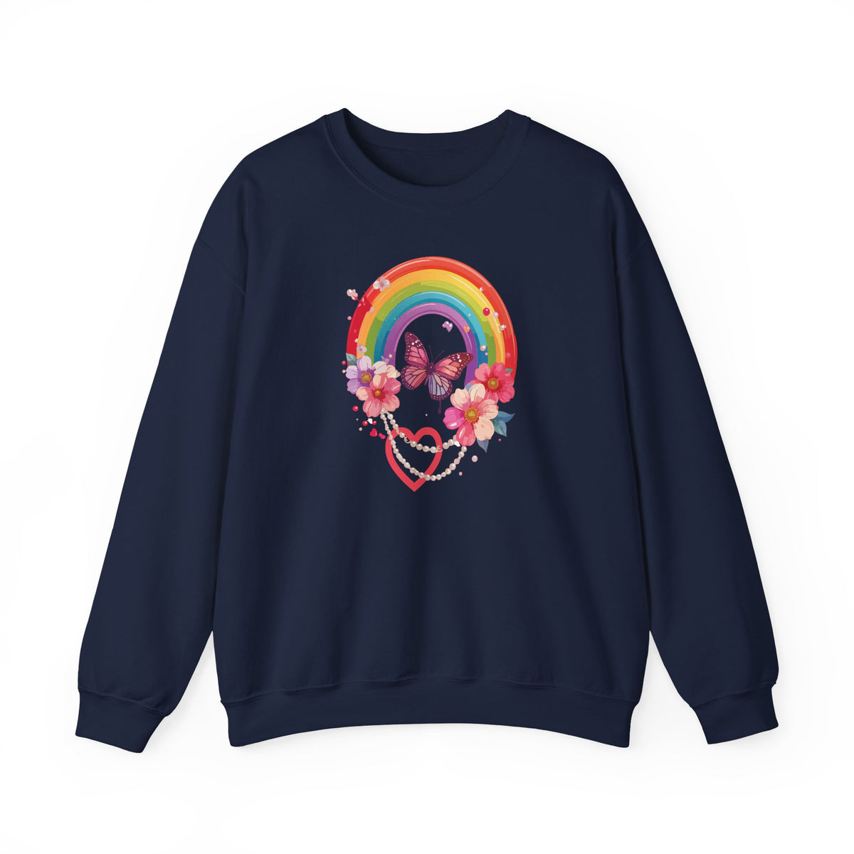 Rainbow Heart Sweatshirt, Floral Heart Sweatshirt, Floral Love Sweatshirt, Valentine's Day Sweatshirt, Rainbow Heart Floral Sweatshirt 106
