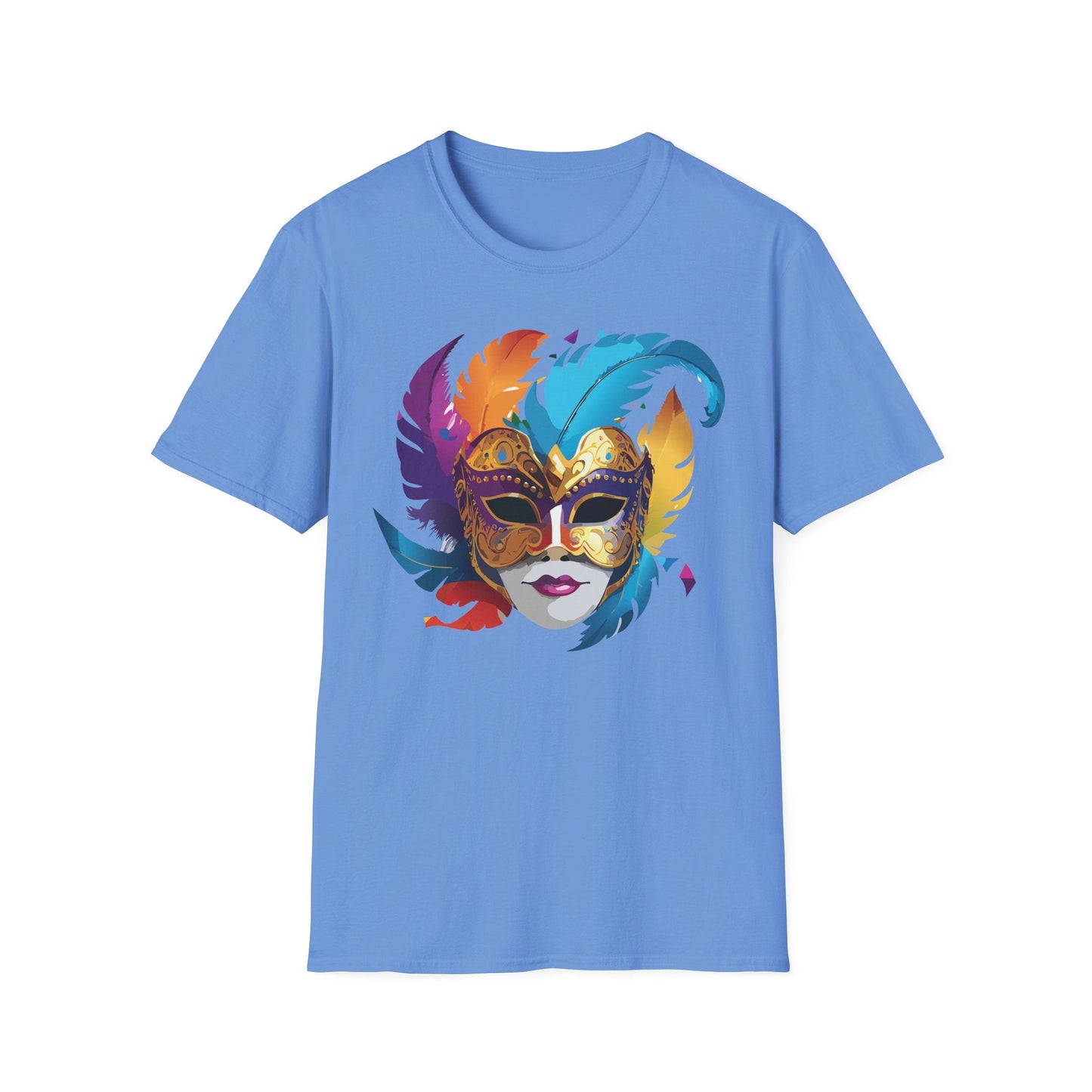 Mask Tee Shirt Unisex Short Sleeve Cotton Tee Art Design Masquerade Gildan Softstyle 64000