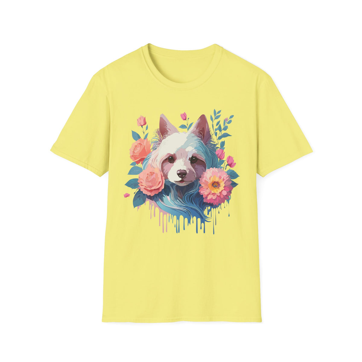 Watercolor Floral Dog Face T-Shirt | Floral Puppy Tee, Cute Pet Portrait Shirt