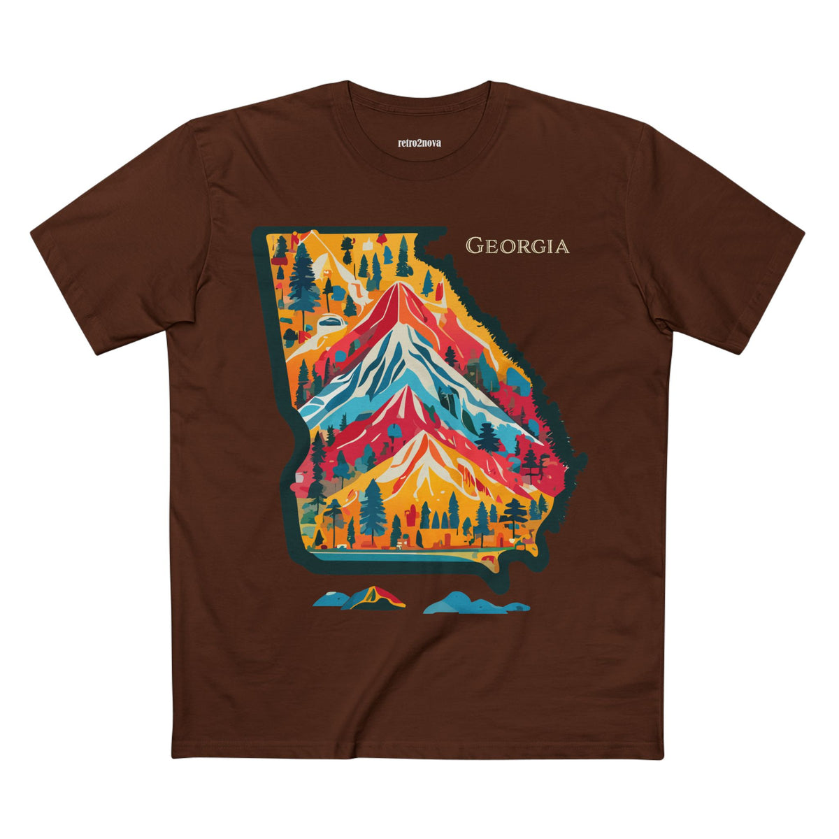 Georgia mountain state map T-Shirt | colorful retro landscape tee