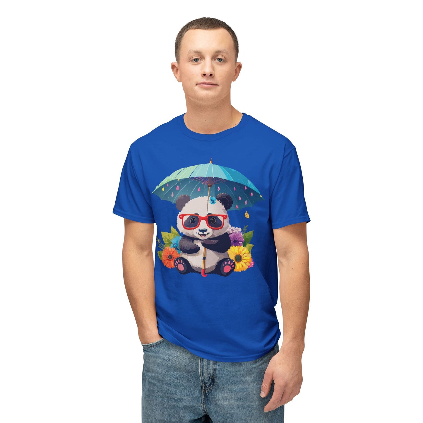 Panda Art T Shirt Unisex HD Cotton Tee With Floral Print Panda Design USA Printed Now