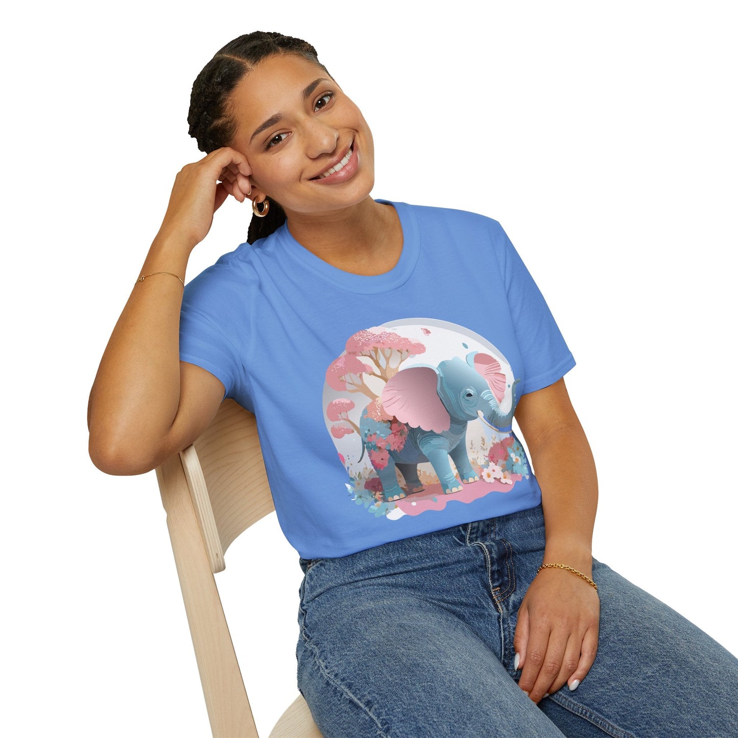 Unisex Elephant Graphic Tee Gildan Softstyle 64000 100 Percent Ring Spun Cotton Fabric