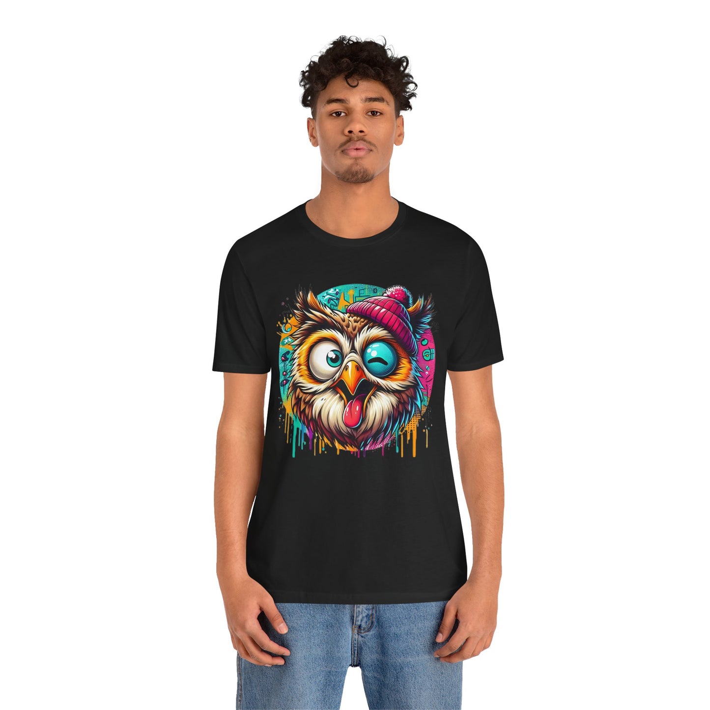 Colorful Owl Graphic Tee, Fun Owl Shirt, Funny Bird Shirt, Cute Cartoon Tees, Animal T-Shirt, Animal Tees, Art Design T-Shirt