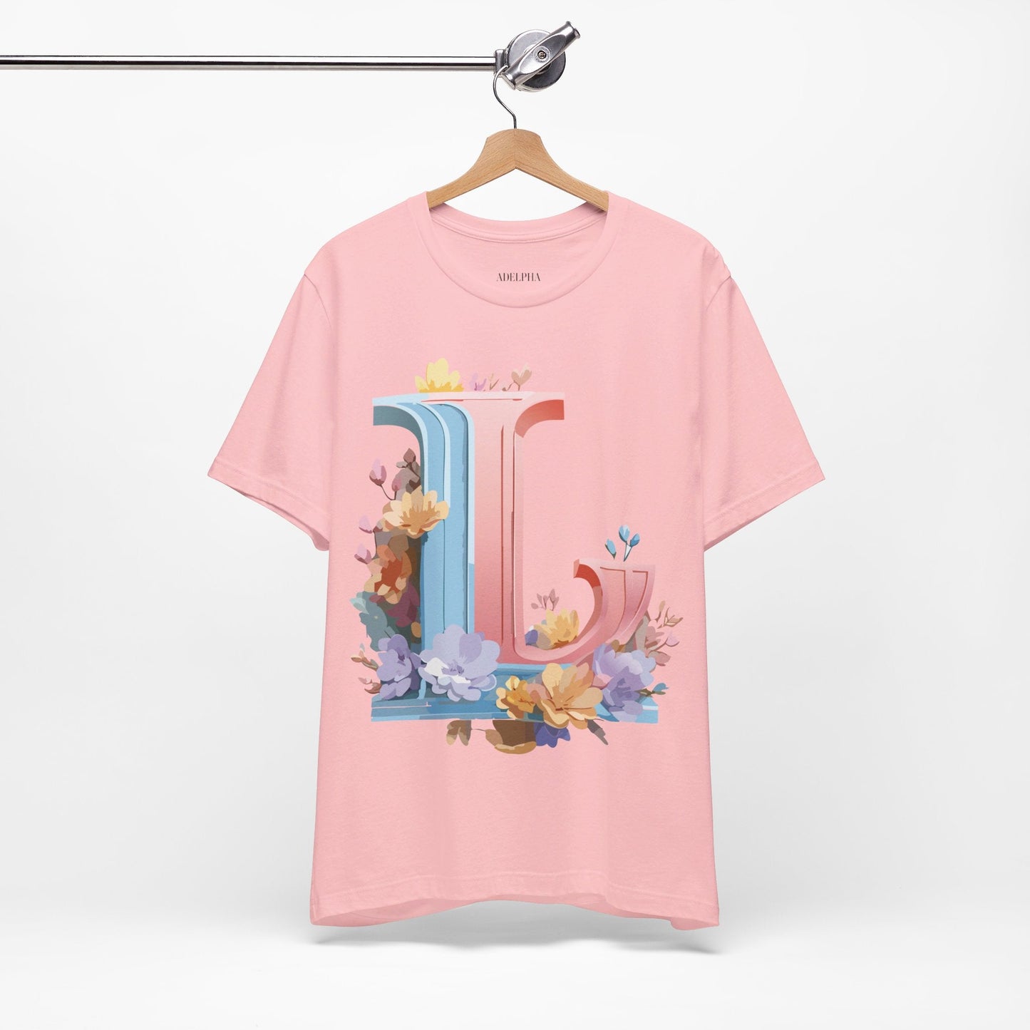 Letter L Shirt Graphic Tee Unisex Short Sleeve Vintage Inspired Artwork Adelpha Premium