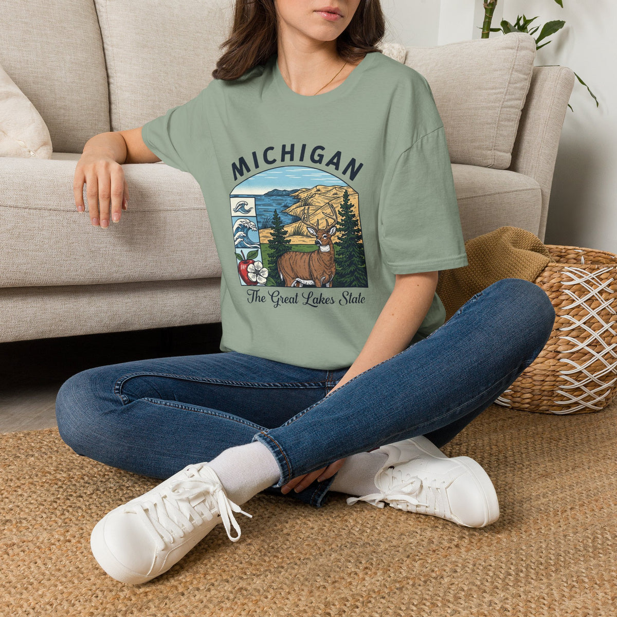 Michigan Scenic T-Shirt — Great Lakes State Vintage Travel Tourist Graphic Design Unisex 100 Cotton Gildan T-Shirt