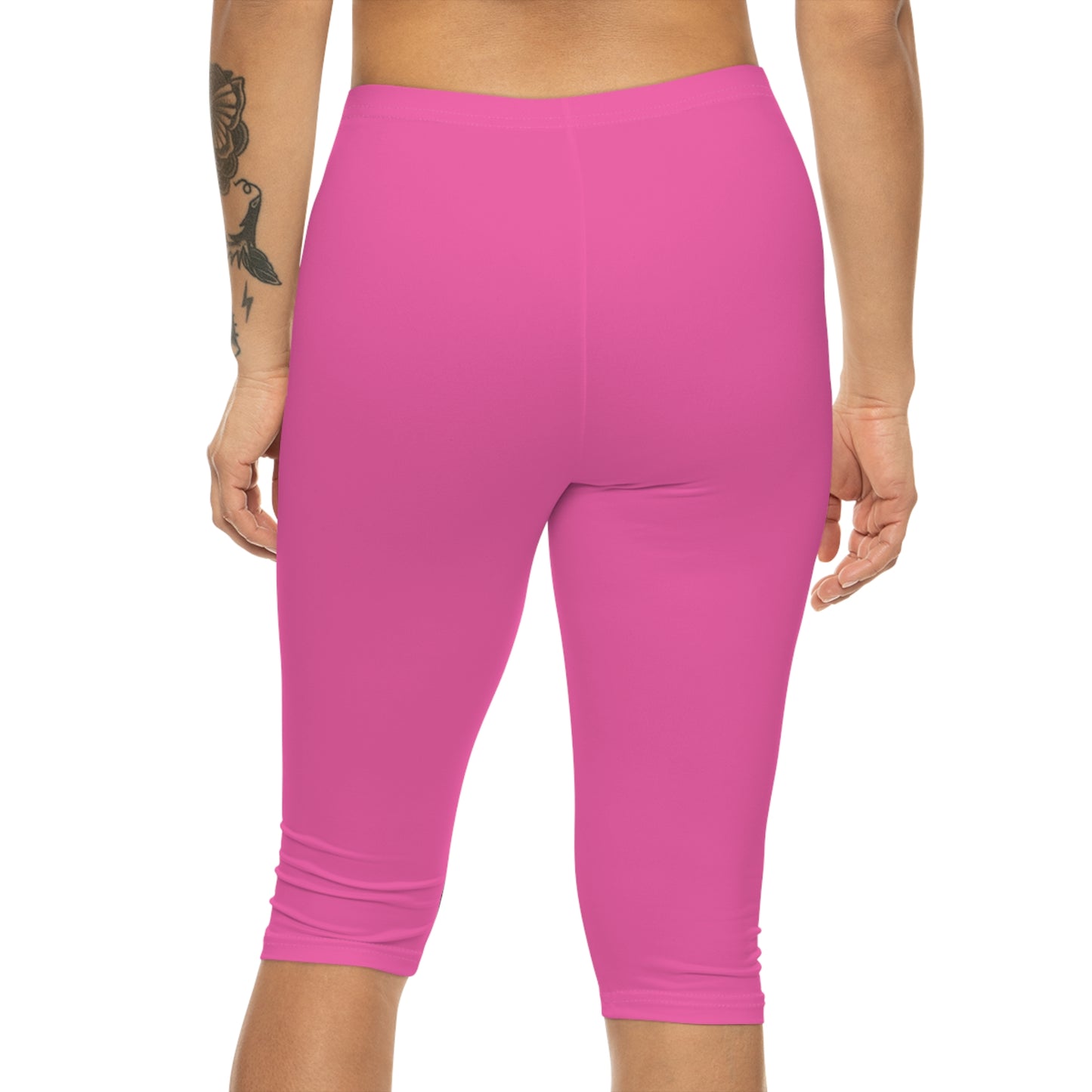 Hot Pink Web Color Women's Brushed Suede Poly Span Casual Capri Leggings XS-2XL