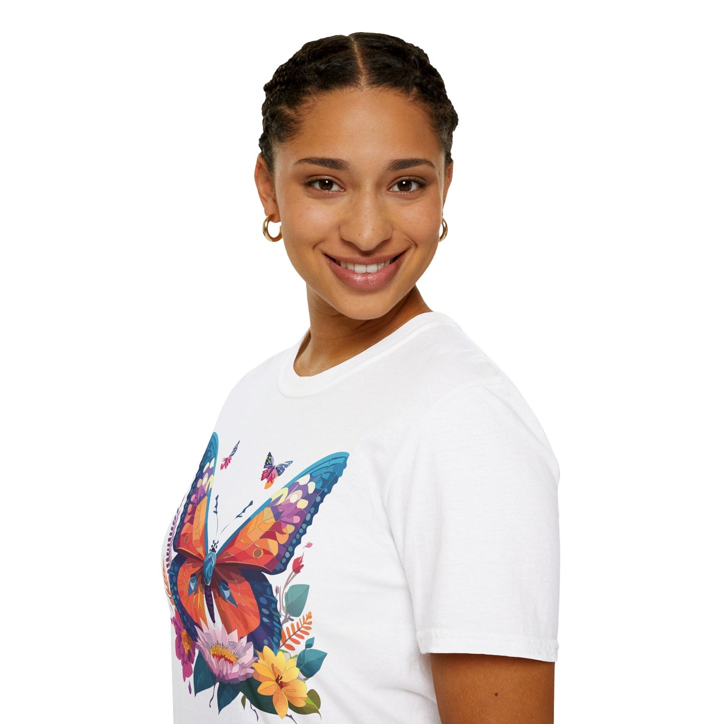 Butterfly Print Unisex T Shirt Softstyle 64000 Monarch Butterfly Themed Tee Ring Spun Cotton